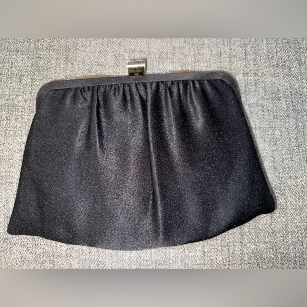 Ande black clutch with goldtone chain